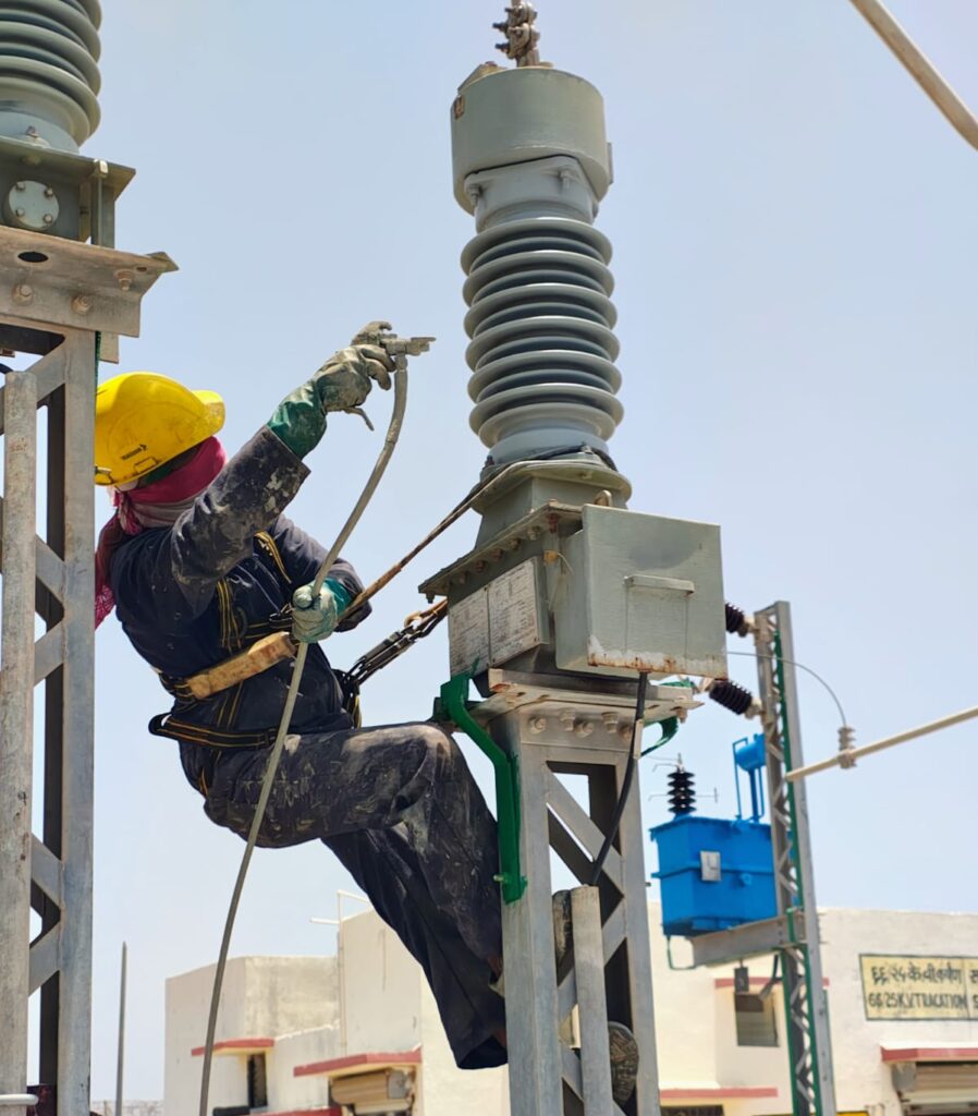 RTV silicone coating application on railway substation insulators