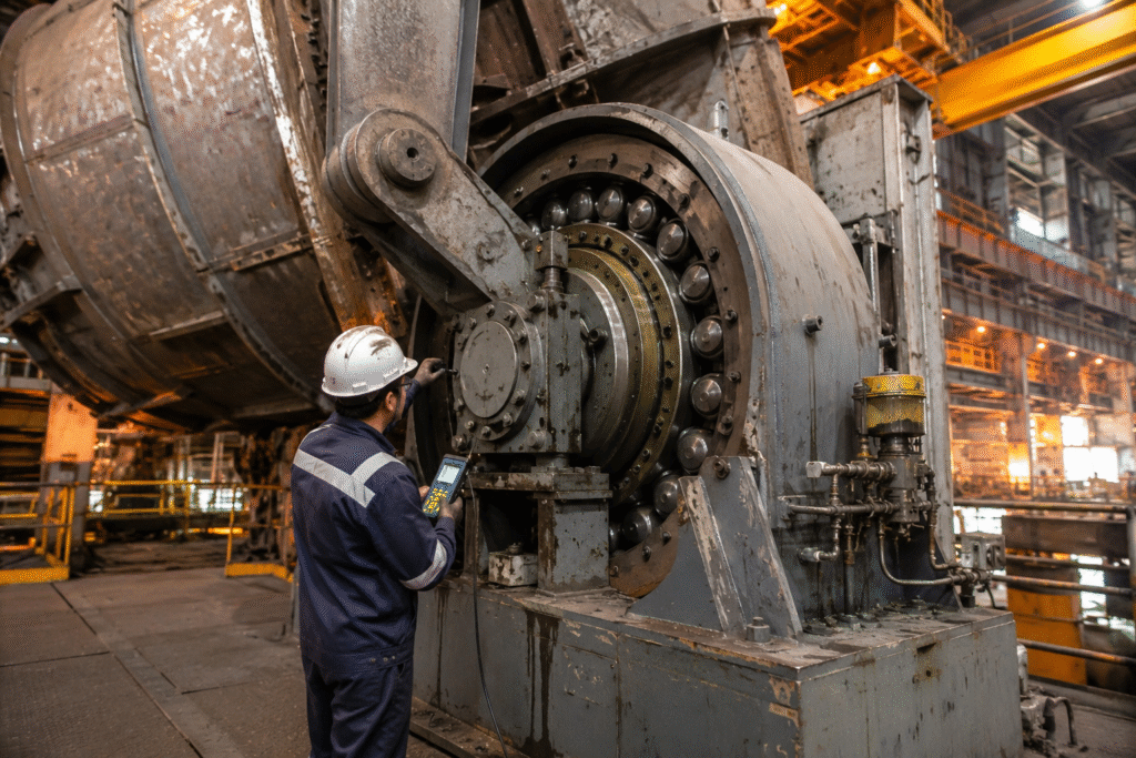 Slow rotating bearing in ladle furnace tilting mechanism