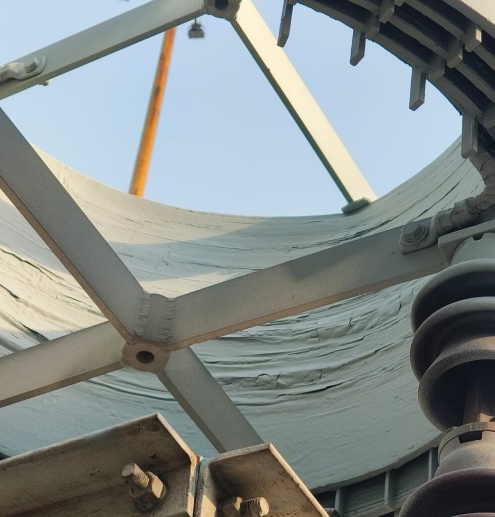 Contaminated current transformer before RTV silicone coating
