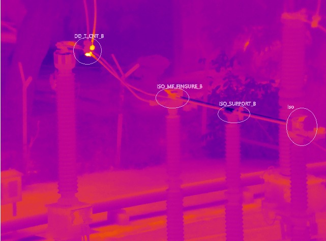 Thermal image showing an electrical connection hotspot